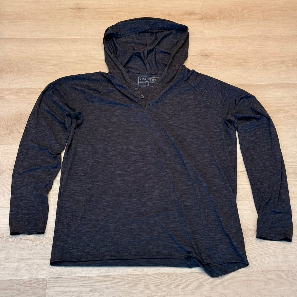Anetik Fuse Henley Hoody - Size L - Charcoal Heathered Color